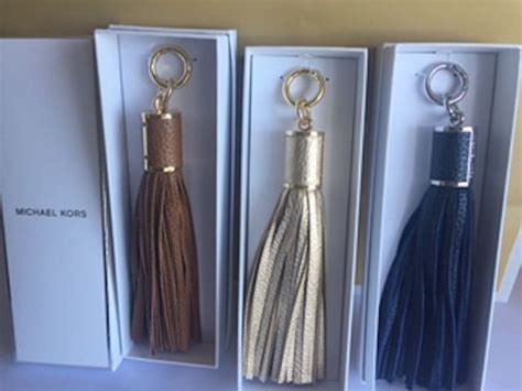 michael michael kors leather tassel charm key fob